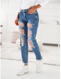 Denim pants with holes and beads 6211 - Online store - Boutique